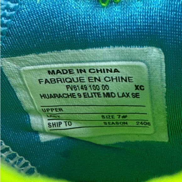 Nike Huarache 9 Elite LAX SE White Blue Lacrosse Cleats Mens Size 7 (FV6149-100) - Picture 10 of 10